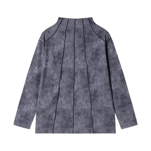 T1841秋季新款时尚个性扎染提花立领套头长袖T恤休闲百搭中式上衣 商品图4