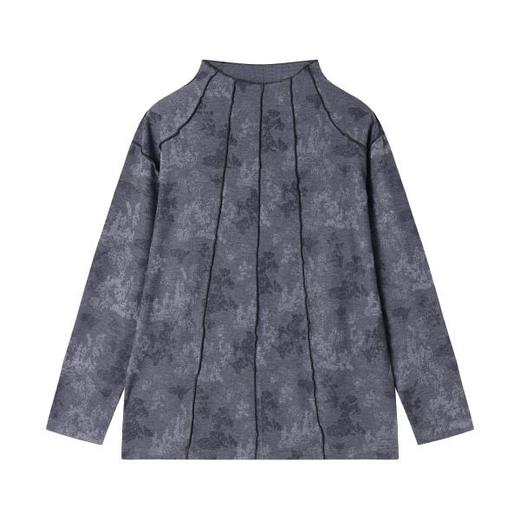 T1841秋季新款时尚个性扎染提花立领套头长袖T恤休闲百搭中式上衣 商品图3