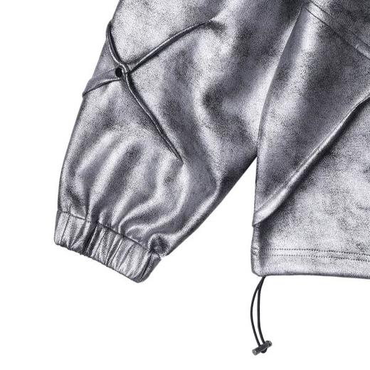 WY390秋冬季新款美式个性褶皱皮面立领连帽卫衣宽松时尚户外长袖 商品图3