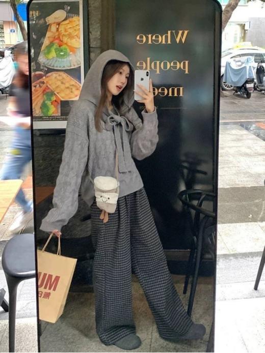 【加绒版！美式复古细格阔腿裤】💰79元一条 ❗搭配度和实穿度都很高！😍按头安利必入款‼️ ✔直筒版型，🥳梨形身材闭眼入！简直就是为秋冬而生，👛天菜神裤 商品图2