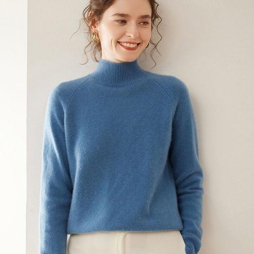 【自】全新升级【铂金会员339/天猫459/差价120】(04240) 洛诗琳秋冬山羊绒衫女半高领双股加厚插肩袖羊毛打底上衣 商品图2