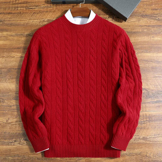 【男装】圆领织麻花纹山羊绒长袖衫 9613020001 商品图10