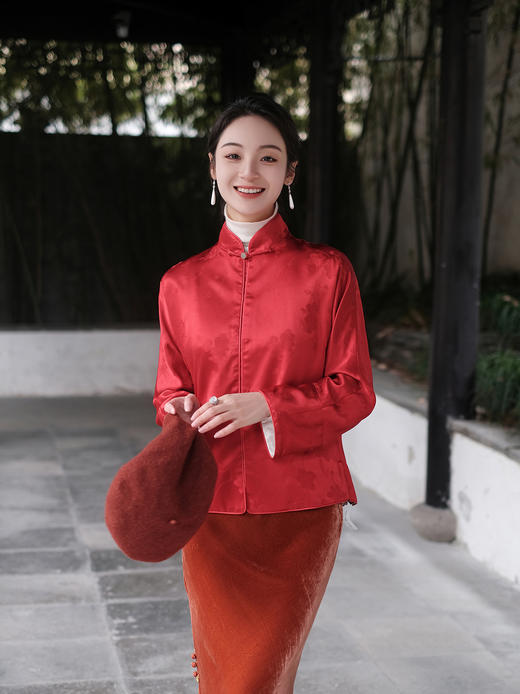 盛唐牡丹| 真丝提花玉扣小立领外套（不夹棉） 商品图6