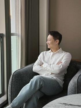 顺丰包邮15933洛诗琳极简人字纹亚麻翻领男士衬衫1011