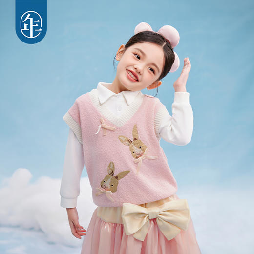 年衣童装女童套头针织马甲2025年春季新款婴儿宝宝坎肩马夹背心春日圆舞马甲 商品图0