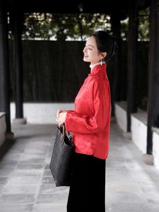 盛唐牡丹| 真丝提花玉扣小立领外套（不夹棉） 商品图10