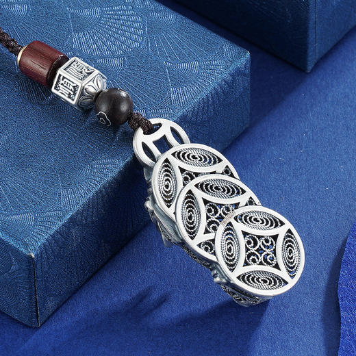 子佩集S999银花丝貔貅挂件【DBV1128】手把件仿古纯银钥匙扣2302 商品图2