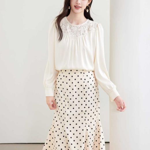 全新升级【铂金会员165/天猫219/差价54】(01911) 洛诗琳法师气质衬衫2025春季新款设计感蕾丝拼接雪纺上衣女 商品图4