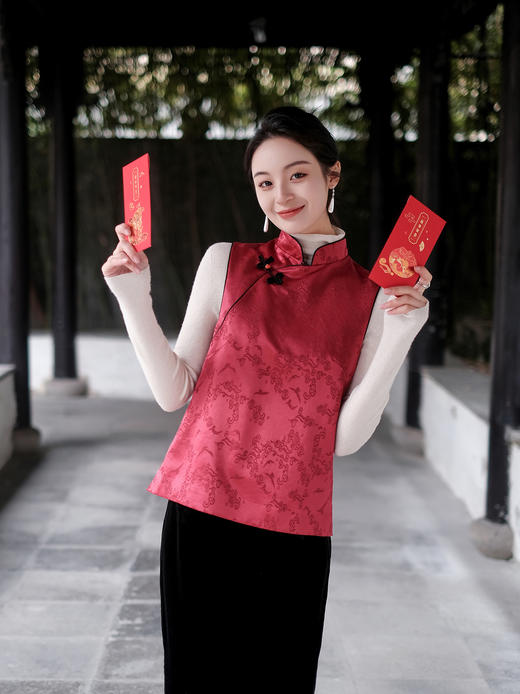 盛唐牡丹| 闲云野鹤丝毛偏襟马甲 商品图1