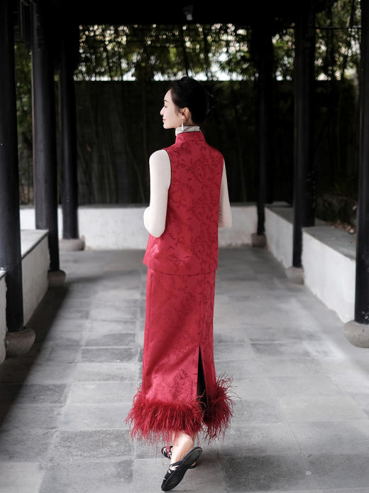 盛唐牡丹| 闲云野鹤丝毛偏襟马甲 商品图9