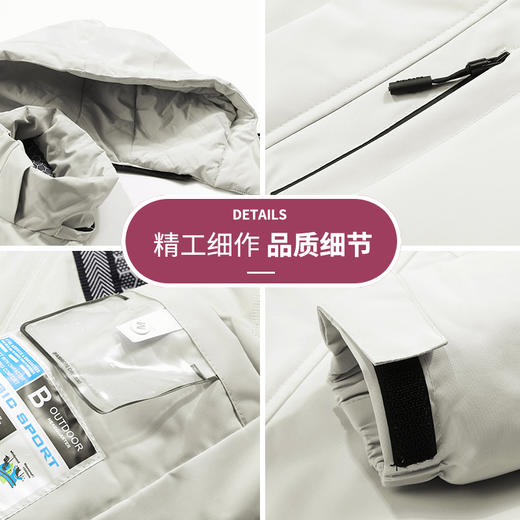 【精选】01E STATION 情侣款棉服外套（多色可选）  时尚百搭防风防水防静电情侣棉衣通勤保暖面包服可拆卸风帽 商品图4