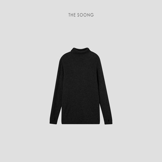 THESOONG"糯感基调"100%羊毛坑条百搭高领中长款毛衣裙HWMY6394 商品图3