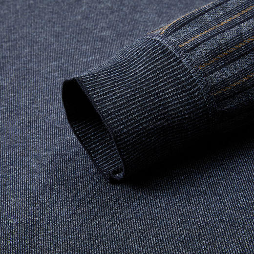 【提花竖条】罗蒙男士秋冬假两件针织衫男条纹衬衫男长袖衬衫男中老年爸爸装 商品图5