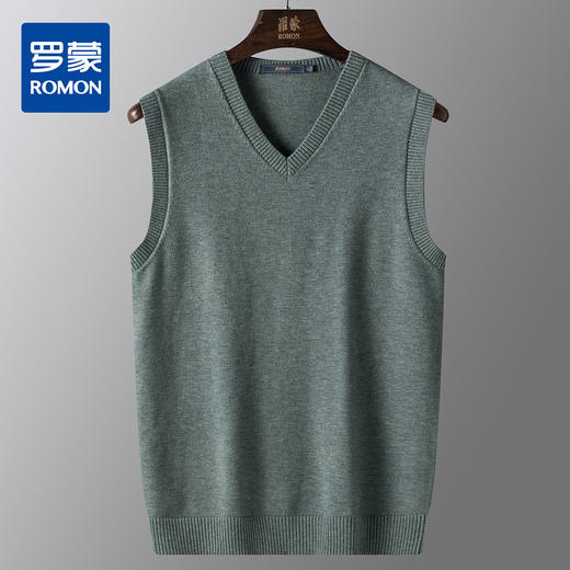 罗蒙男士经典V领针织衫背心毛衣男纯色针织马甲男士马甲坎肩 商品图0