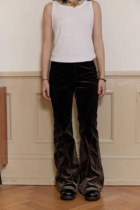 渐变灯芯绒微喇工装裤