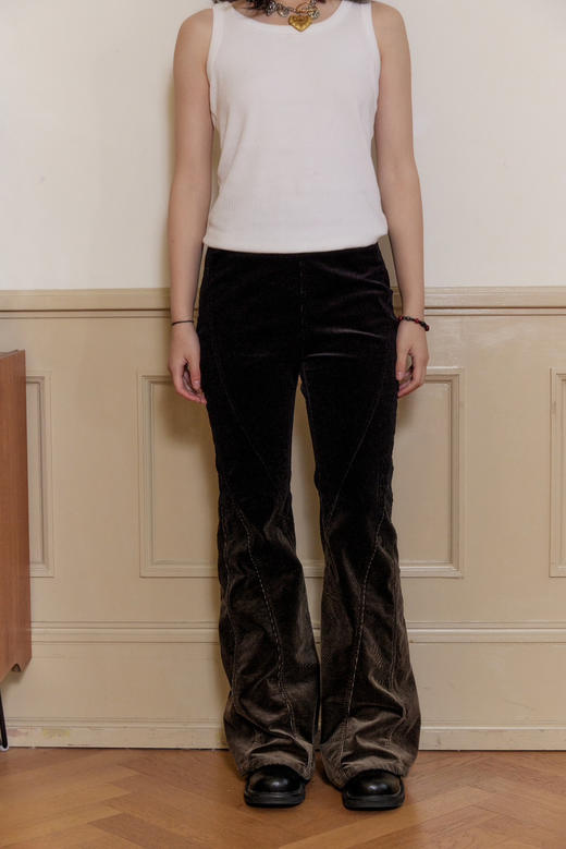 渐变灯芯绒微喇工装裤 商品图0