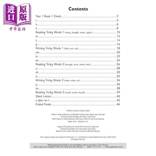 【中商原版】英国CGP KS1英语目标练习册自然拼读1年级第二册英文原版 English Year 1 Phonics Targeted Practice Book Book 2 商品图1