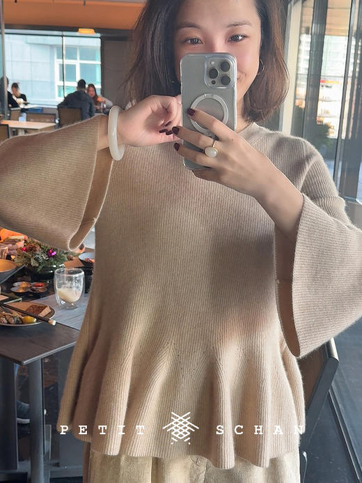 PETIT SCHAN小闪 CLO#700 Flying sleeves 衣袂翩翩 纯山羊绒荷叶边针织娃娃衫 商品图0