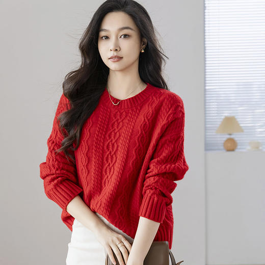 【康赛妮纱线20712亲子系列】火桐hooton 鸿运当头 山羊绒圆领套头衫24A761 商品图5