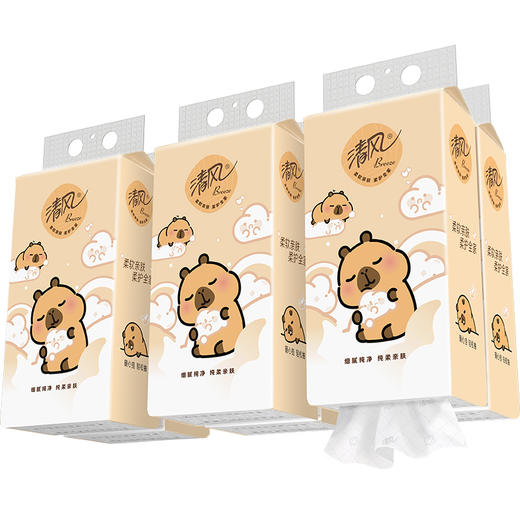 【官方自营】清风挂抽4层250抽10提送挂钩卡皮巴拉小黄豚联名款 商品图7