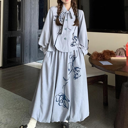 裁缝学苑AQ406小众设计感灯笼袖衬衫纸样半身裙大摆女装套装打版型图纸 商品图3