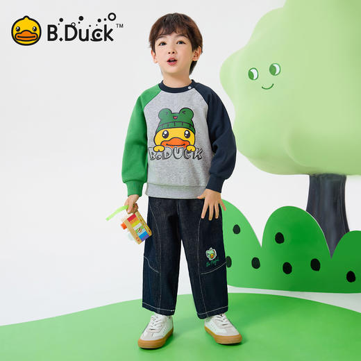 bduck小黄鸭童装春秋男童裤子儿童牛仔裤男孩长裤休闲裤105-140 BF1656016 商品图1