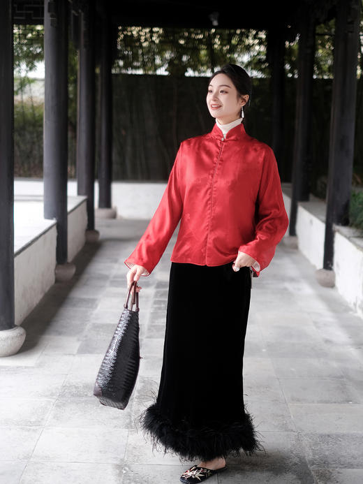 盛唐牡丹| 真丝提花玉扣小立领外套（不夹棉） 商品图7