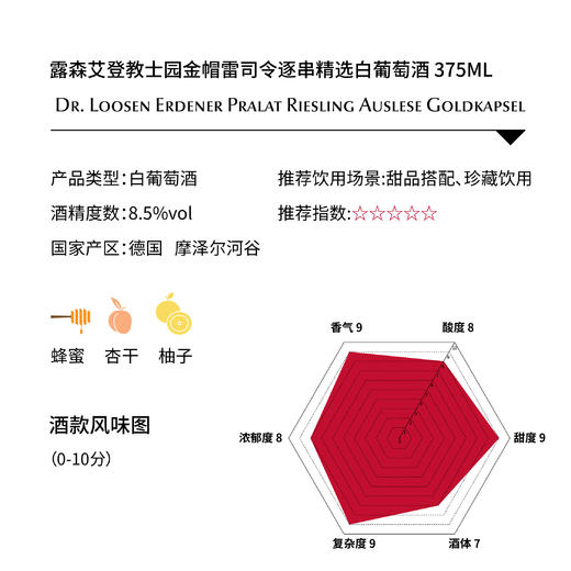 露森艾登教士园金帽雷司令逐串精选白葡萄酒375ML  Dr. Loosen Erdener Pralat Riesling Auslese Goldkapsel375ML 商品图1
