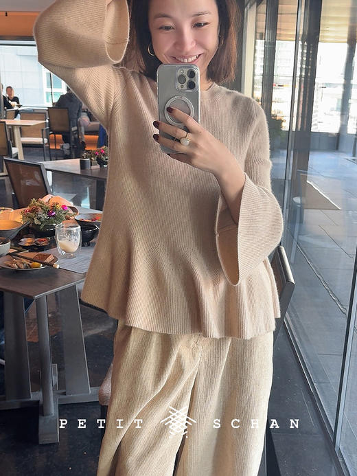 PETIT SCHAN小闪 CLO#700 Flying sleeves 衣袂翩翩 纯山羊绒荷叶边针织娃娃衫 商品图1