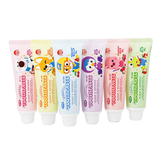 Pororo啵乐乐 韩国原装进口宝宝水果牙膏两支组合装3-6-12岁 80g/支（草莓味/桃子味/葡萄味/苹果味/橙子味/混合水果味） 商品图8