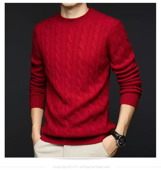 【男装】圆领织麻花纹山羊绒长袖衫 9613020001 商品图4