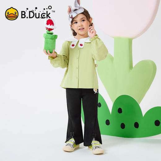 bduck小黄鸭童装春秋女童裤子蝴蝶结微喇长裤90-130 FF1663001 商品图1