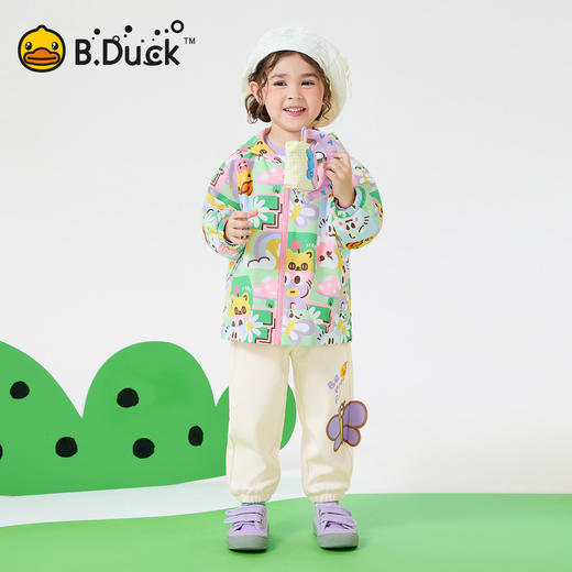 bduck小黄鸭童装春秋女童外套连帽洋气宝宝风衣女孩上衣90-130 FF1611020 商品图1