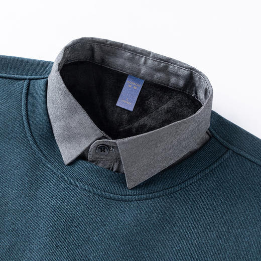 【含绵羊毛&桑蚕丝】罗蒙加绒加厚假两件针织衫男舒适毛衣男士针织衫 商品图5