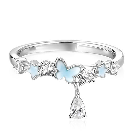 卡蒂罗/KADER 【发光】繁星蝴蝶夜光情侣对戒 接住招财的蝴蝶玄学 蝶光招财梦幻夜光会发光开口流苏戒指一对 商品图4