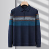 【含羊毛】罗蒙秋冬男士经典横条针织衫男商务polo衫男长袖中老年爸爸装 商品缩略图2