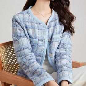 【高货kbnq】全新升级【铂金会员514/天猫699/差价185】(05336) 洛诗琳2024冬季新款粗花呢轻薄气质小香风短款羽绒服女