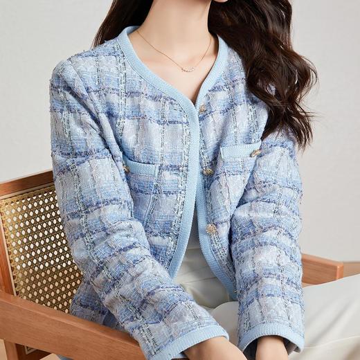 【高货kbnq】全新升级【铂金会员514/天猫699/差价185】(05336) 洛诗琳2024冬季新款粗花呢轻薄气质小香风短款羽绒服女 商品图0