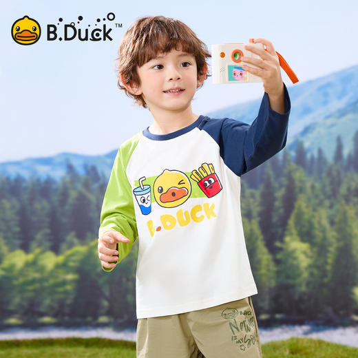 bduck小黄鸭童装春秋男童长袖T恤春款儿童纯棉插肩打底衫上衣110-160 BF1606035 商品图3