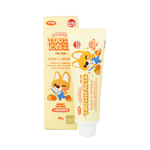 Pororo啵乐乐 韩国原装进口宝宝水果牙膏两支组合装3-6-12岁 80g/支（草莓味/桃子味/葡萄味/苹果味/橙子味/混合水果味） 商品图6