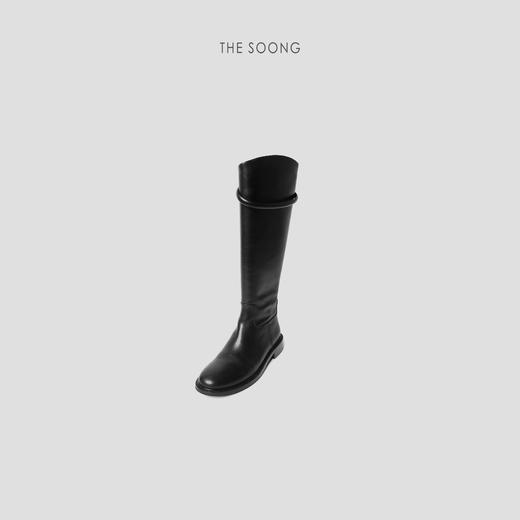 THESOONG"超模骑士靴"小牛皮圆头百搭皮圈高筒靴 HWXZ6012 商品图0