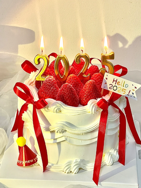 【2025新年蛋糕】复古草莓新年祝福蛋糕F款