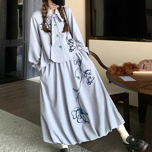 裁缝学苑AQ406小众设计感灯笼袖衬衫纸样半身裙大摆女装套装打版型图纸 商品图1