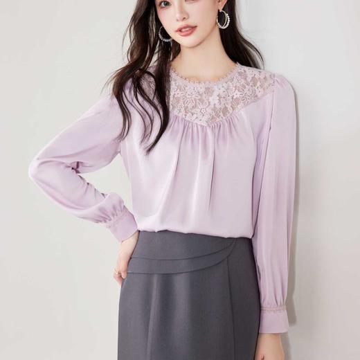 全新升级【铂金会员165/天猫219/差价54】(01911) 洛诗琳法师气质衬衫2025春季新款设计感蕾丝拼接雪纺上衣女 商品图2