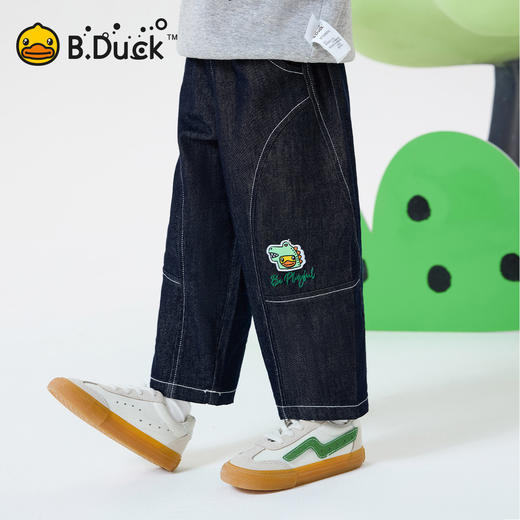 bduck小黄鸭童装春秋男童裤子儿童牛仔裤男孩长裤休闲裤105-140 BF1656016 商品图3