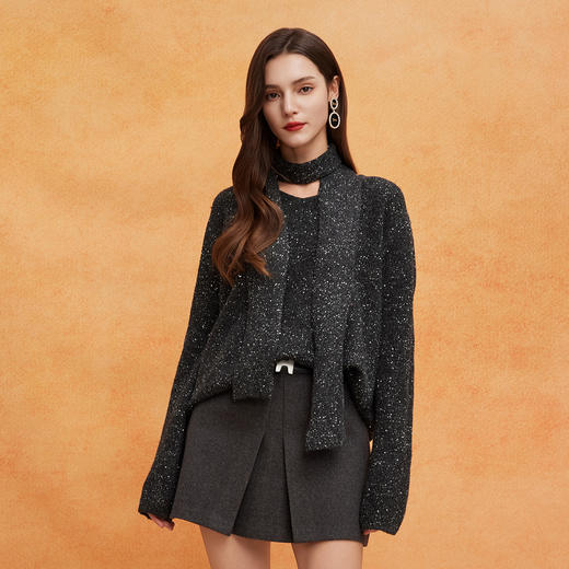 QE636斯尔丽2025春季新款金丝亮片厚款时尚马甲款柔软廓形显瘦百搭上衣 商品图5