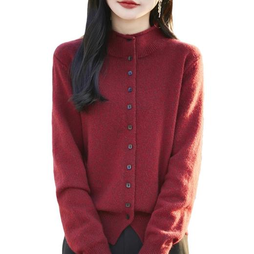 QHJY-JY8207亲肤绒7针加厚花纱开衫毛衣女25春秋新款韩系软糯针织衫外套上衣 商品图4