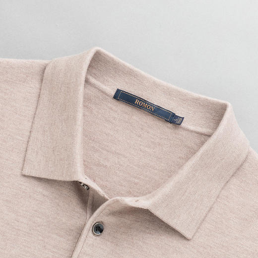 【含羊毛桑蚕丝】罗蒙纯色经典polo衫长袖t恤男士时尚针织衫男毛衣 商品图5