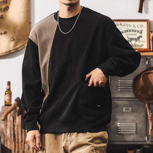 裁缝学苑MQ52美式复古拼接圆领套头卫衣纸样男装宽松上衣样板图纸 商品图5