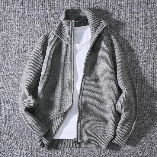 【北极绒纱线】罗蒙美式粗犷针织外套男秋冬毛衣男士外套针织衫男 商品图2